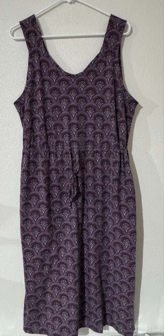 Duluth Co Purple Graphic Print Drawstring Waist Maxi Tank Dress Size Lg Boho